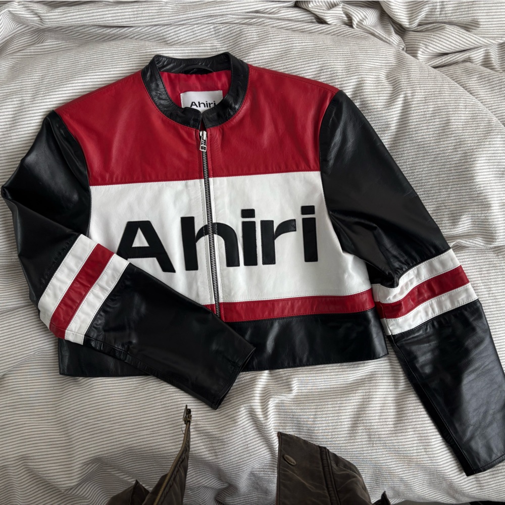 Women's Ahiri Designer Red and Black Leather Jacket
